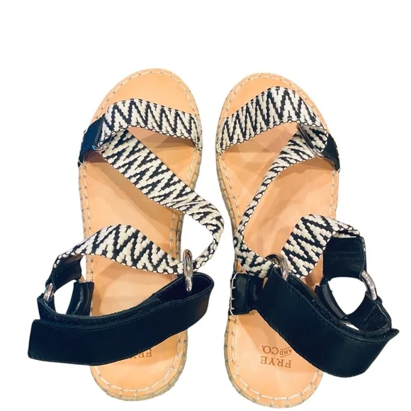 Frye & Co Kole White Black Canvas/Leather Espadrilles sz 9 - Picture 6 of 7